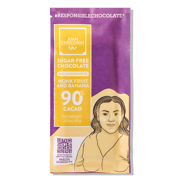 SUGAR-FREE CHOCOLATE 90% CACAO - MONK FRUIT & BANANA