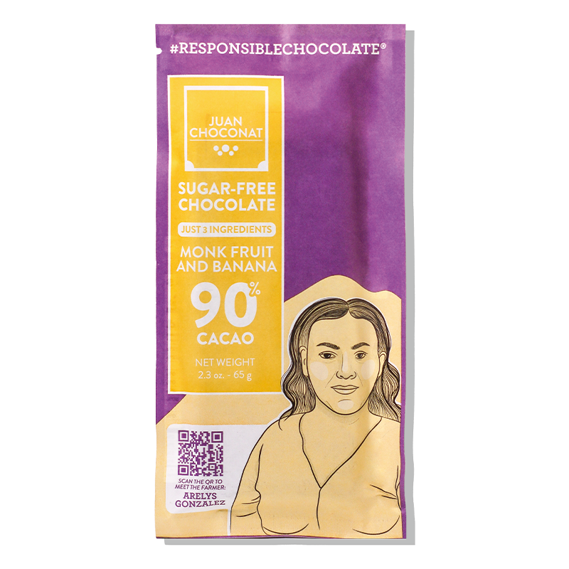 SUGAR-FREE CHOCOLATE 90% CACAO - MONK FRUIT & BANANA